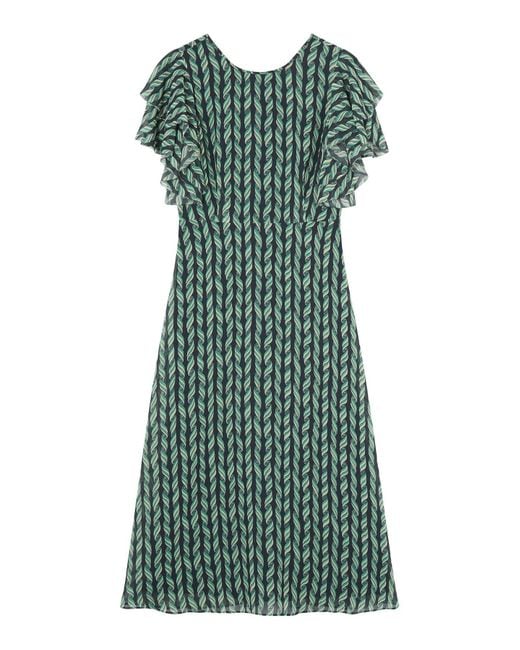 L.K.Bennett Green Agnes Print Georgette Dress