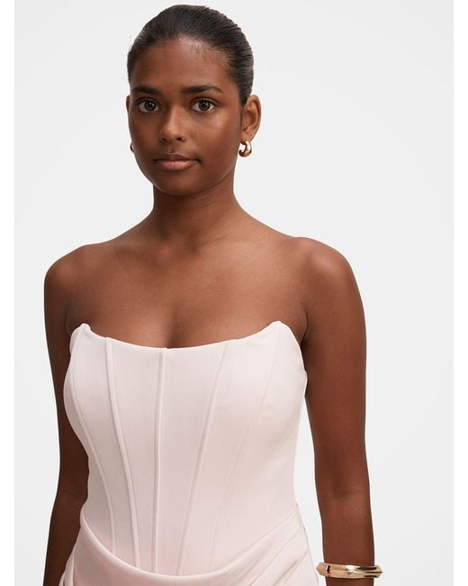 Forever New Pink Isra Petite Drape Strapless Maxi Dress