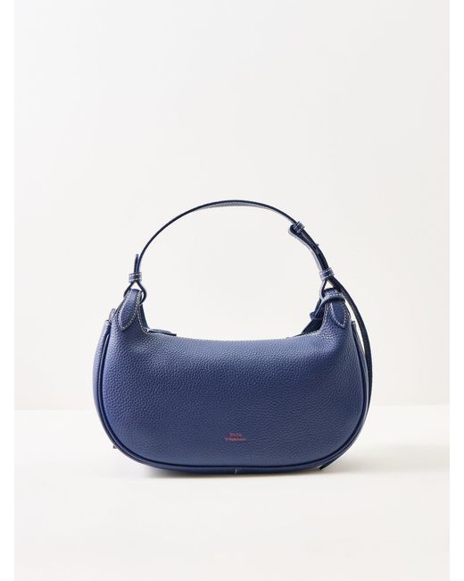 Polo Ralph Lauren Blue Shiny Drum Pebble Logo Bag