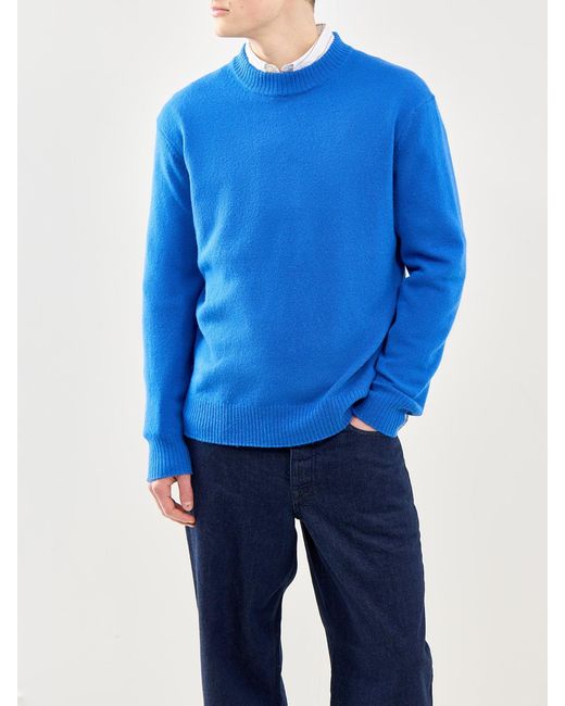 SELECTED Blue Relaxed Knit Jumper for men