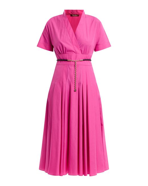 Max Mara Studio Pink Women's Alatri Midi Belted Cotton Dress