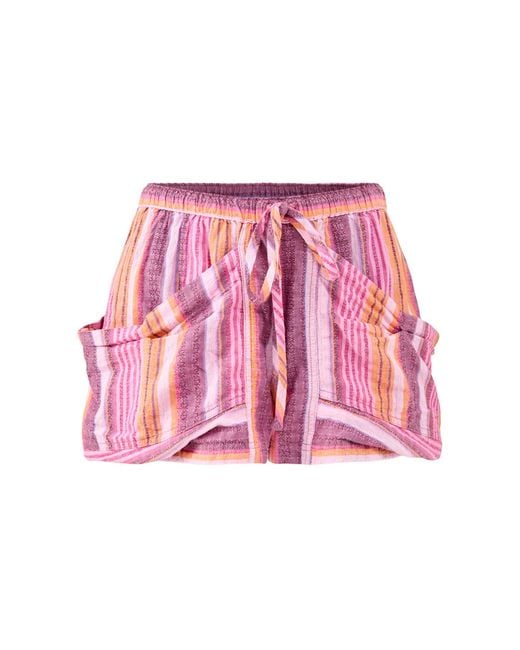 Free People Red Good Fortune Stripe Short