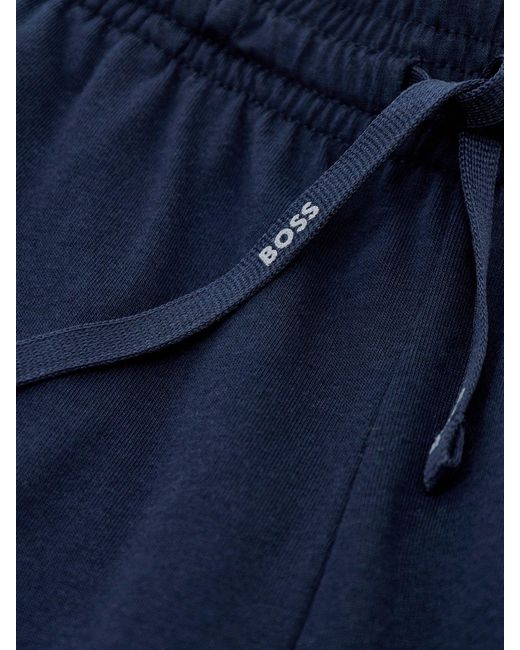 Boss Blue Embroidered Logo Stretch Shorts for men
