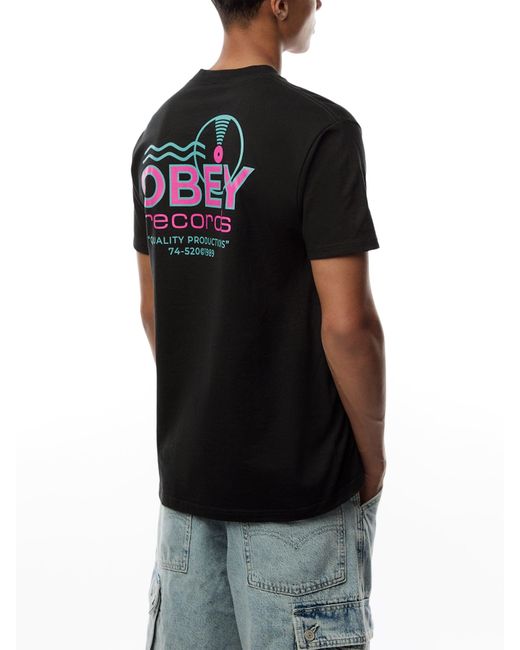 Obey Black Records Sound Waves T-Shirt for men