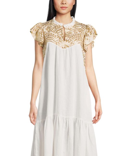 Kori White Women's Linen New Traingle Dress