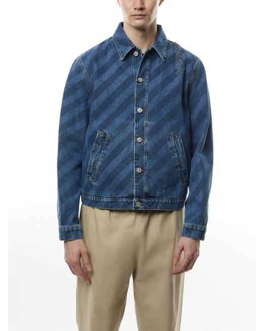 Marni Blue Graphic Denim Jacket for men