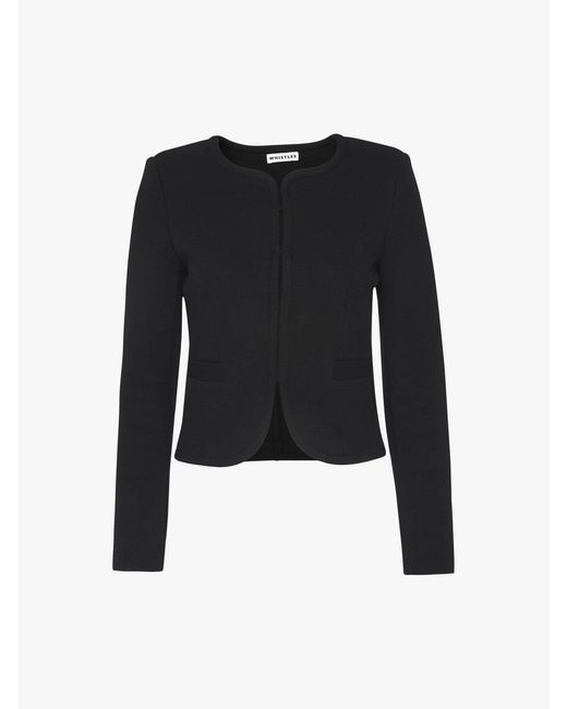 Whistles Black Women's Collarless Jersey Jacket