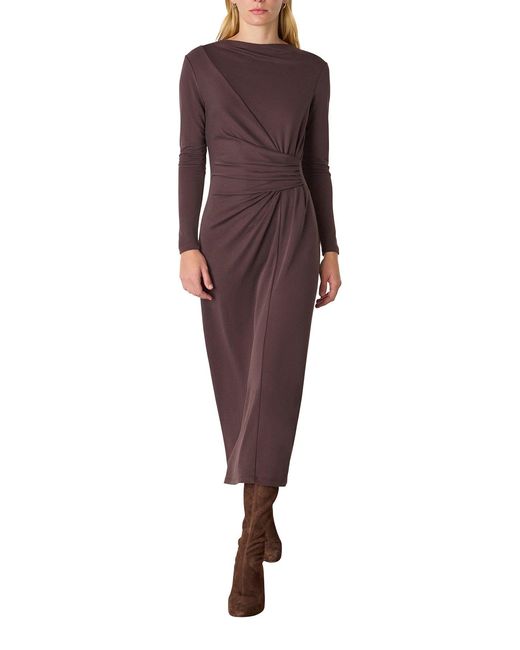 Whistles Purple Ruched Detail Midi Dress