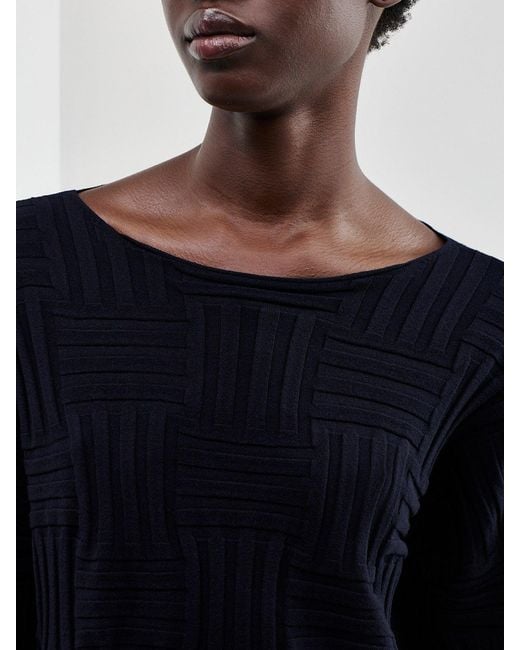 Oska Black Stretch-Knit Long-Sleeve Top