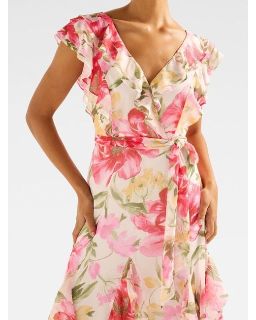 Forever New Pink Naya Ruffle Midi Dress