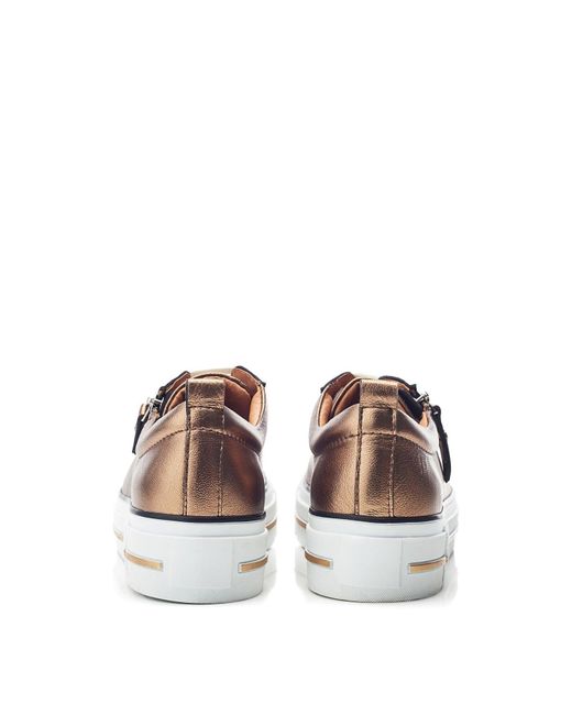 Moda In Pelle White Women's Filician Gold Metallic Leather Trainers