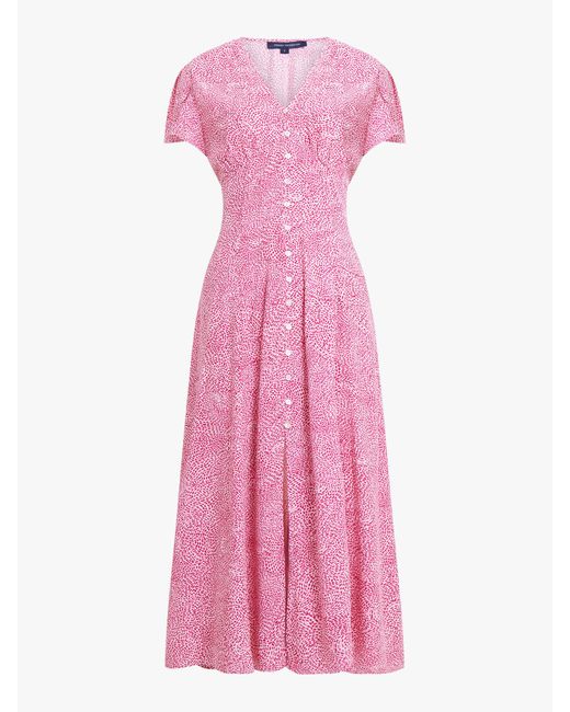 French Connection Pink Women's Bernice Delphine V Neck Dress