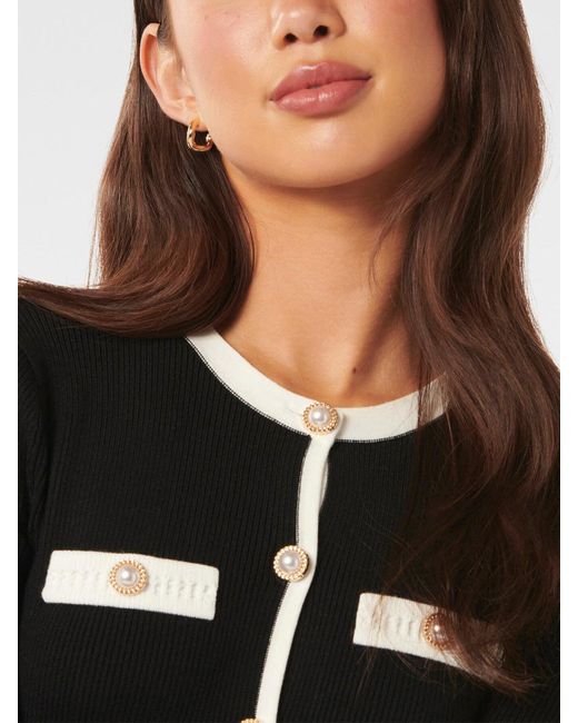 Forever New Kerry Contrast Long Sleeves Knit Mini Dress in Black | Lyst UK