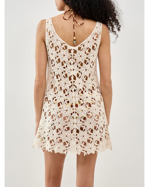 Pieces White Lina Crochet Beach Dress Cream
