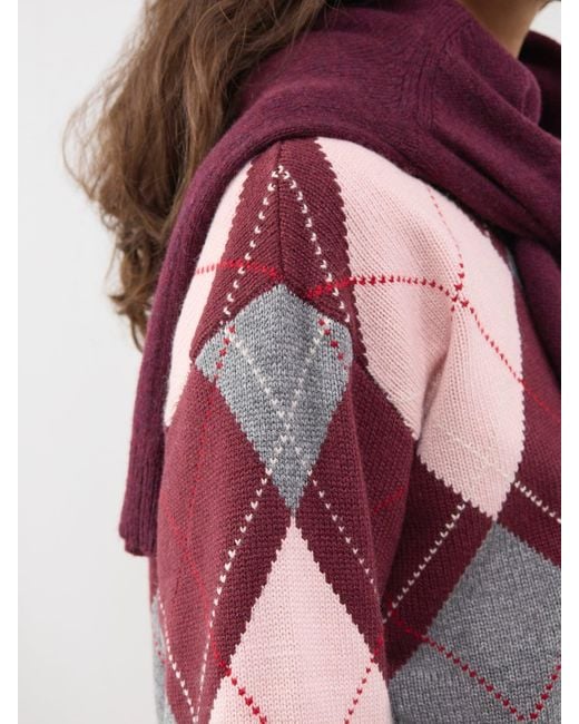 Nobody's Child Pink Oversized Argyle Jumper, Wool Blend