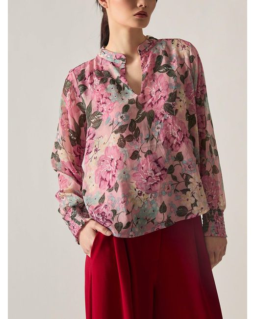 James Lakeland Pink Peony Floral Blouse, Polyester
