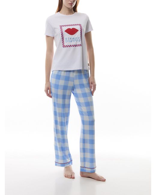 Chelsea Peers Blue Bisous Long Pyjama Set