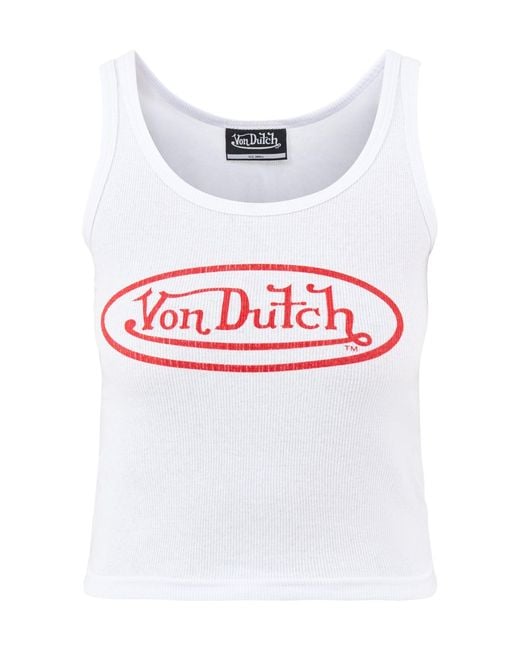 Von Dutch White Contrast Tank