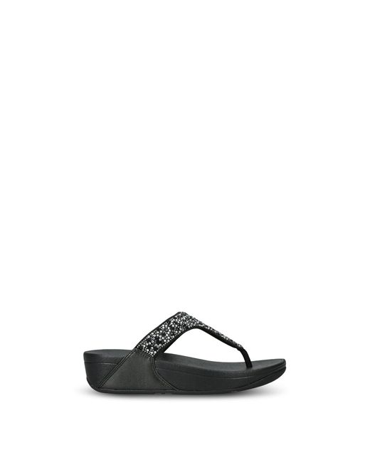 Fitflop White Lulu Crystal-Mix Toe-Post Sandals