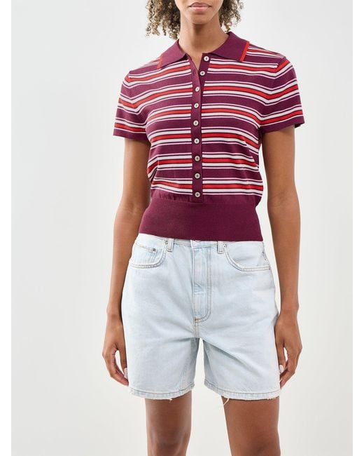 Nobody's Child Red Waisted Polo Knit Top, Viscose