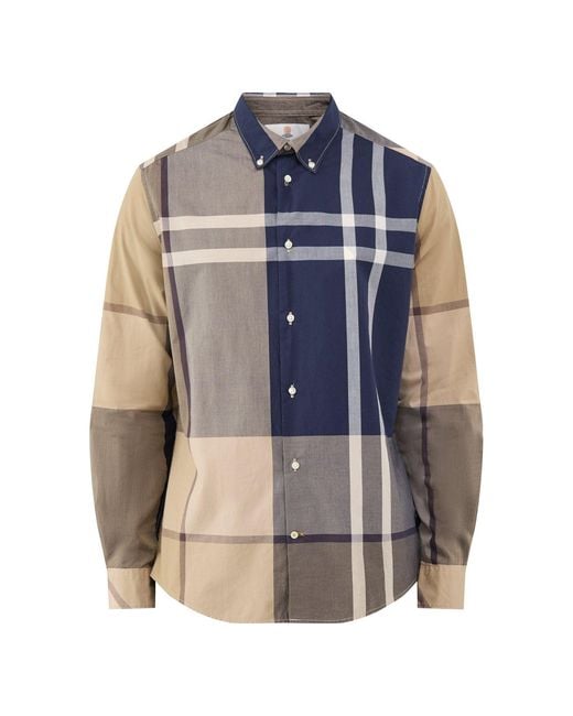 Barbour Blue Oversized Tartan Dunoon Tailored Shirt for men