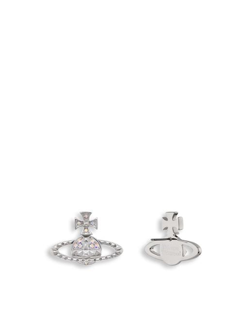 Vivienne Westwood White Women's Mayfair Bas Relief Crystal Earrings