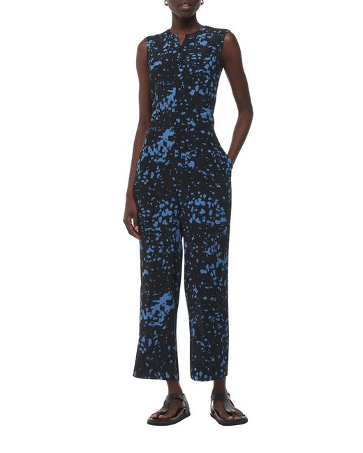 Whistles Blue Smudged Spot Josie Jumpsuit, Viscose