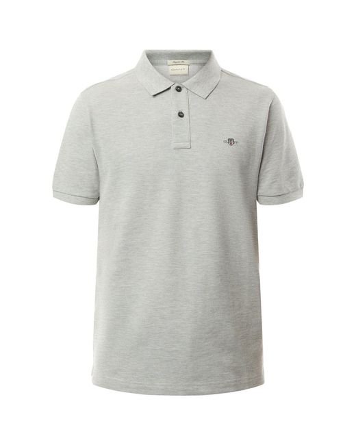 Gant Gray Men's Shield Pique Polo T-shirt for men