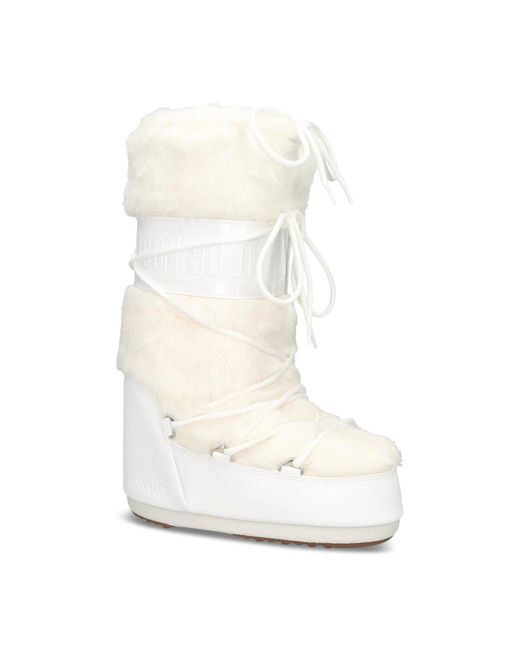 Moon Boot White Women's Icon Faux Fur Knee-high Boots