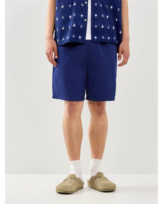SELECTED Blue Stuart Seersucker Shorts for men