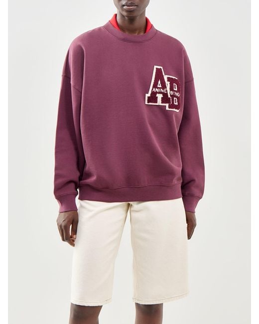 Anine Bing Purple Miles Letterman Sweatshirt