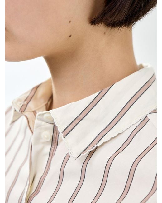 SELECTED White Gina Relaxed Crochet Edge Polo Top