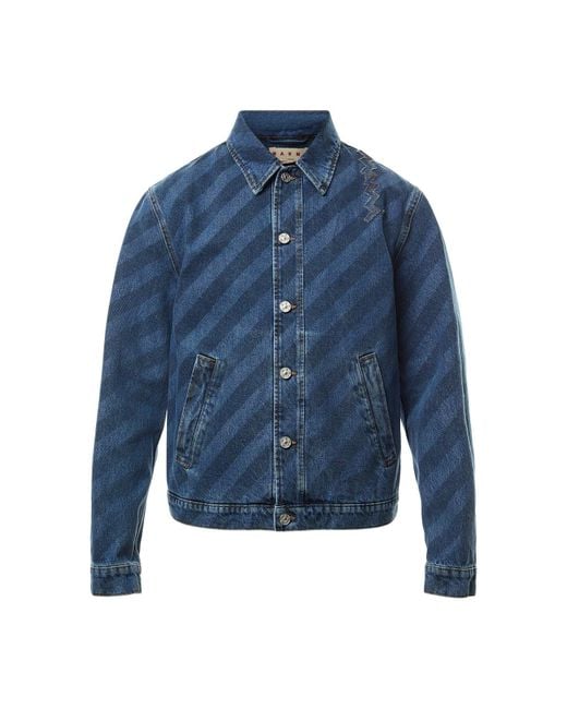 Marni Blue Graphic Denim Jacket for men