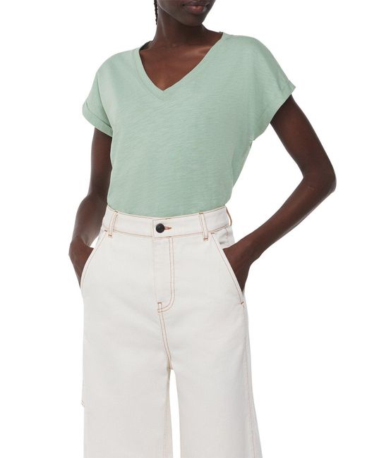 Whistles Green Women's Willa V Neck Cap Sleeve Tee