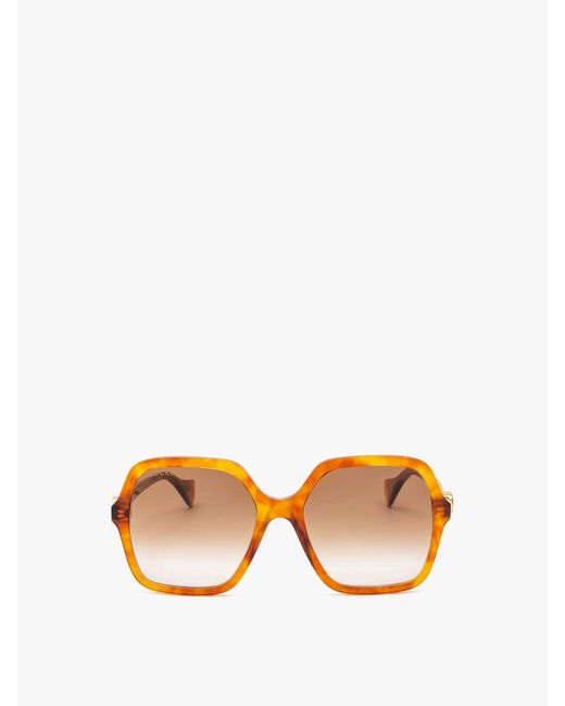 Gucci Orange Women's Mini Running Square Acetate gg Sunglasses