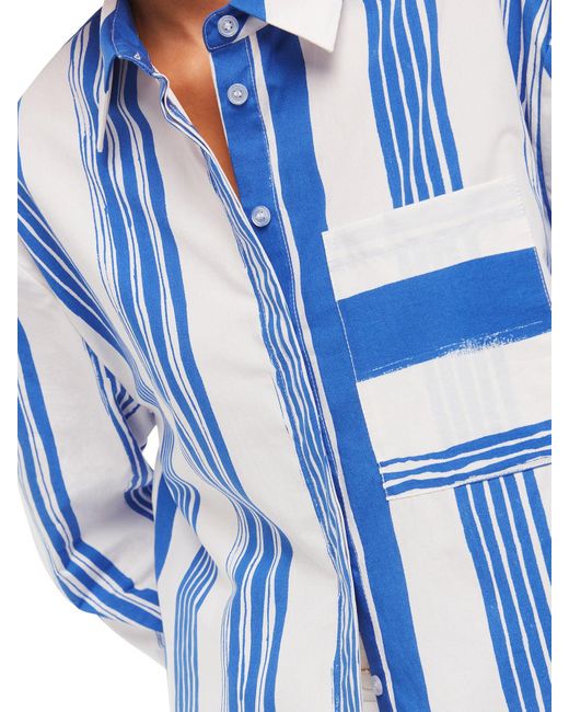 Whistles Blue Women's Painted Stripe Oversized Shirt