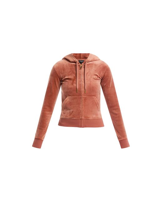 Juicy Couture Red Women's Gold Robertson Hoodie Classic Velour