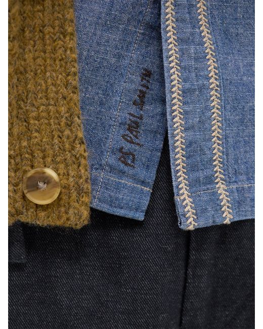 Paul Smith Blue Chambray Western Shirt for men