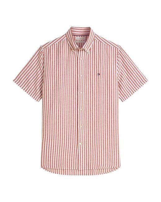 Tommy Hilfiger Pink Regular Blend Bengal Stripe Short Sleeve Shirt for men