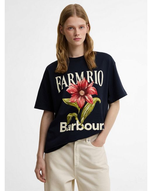 Barbour Blue X Farm Rio Wild Flower Graphic T-Shirt