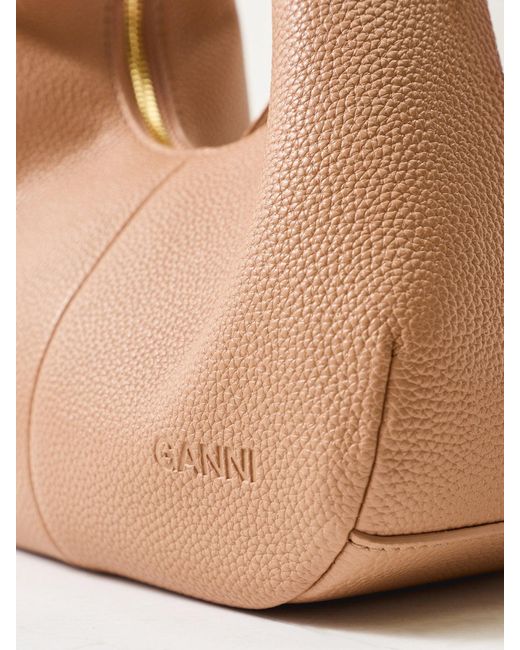 Ganni Multicolor Hobo Mini Tote Bag Tan