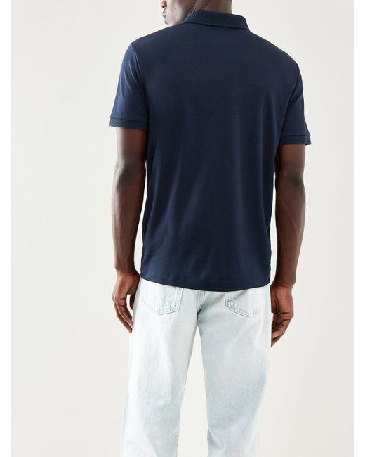 SELECTED Blue Fave Zip Short Sleeves Polo T-Shirt for men
