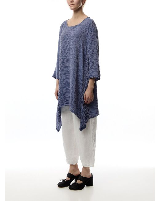 Grizas Blue Silk Crinkle Tunic