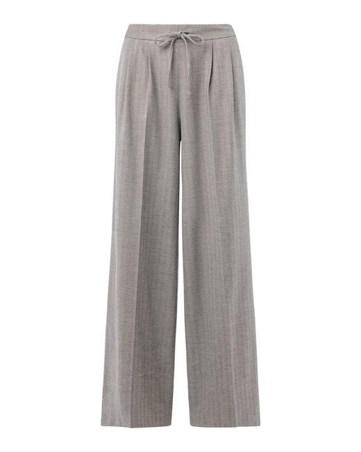 Whistles Gray Herringbone Wide Leg Trouser