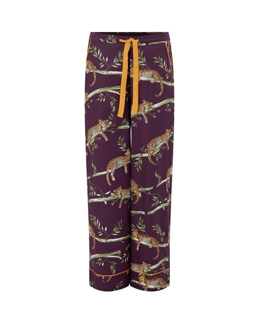 Cyberjammies Purple Leopard Print Wide Leg Pyjama Bottoms