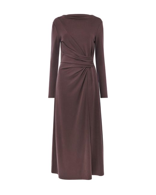 Whistles Purple Ruched Detail Midi Dress