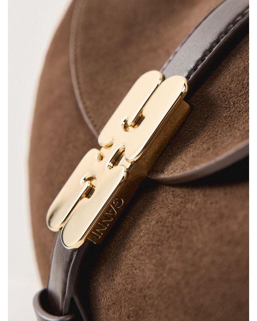 Ganni Brown Kat Baguette Suede