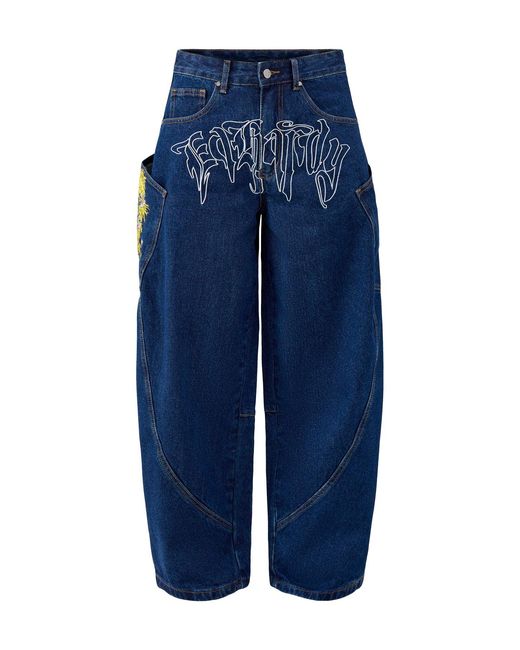Ed Hardy Blue Gothic Skull Balloon Jeans