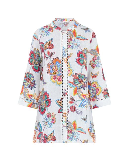 Sahara White Botanical Floral Long Sleeve Shirt