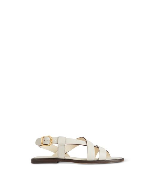 L.K.Bennett Women's Telma White Leather Flat Sandals